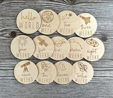 Baby Milestone Cards, Weekly Milestone for Baby Photos, Baby Gift, Baby Shower Gift, Baby Space Theme,Milestone Cards,Weekly Milestone Cards